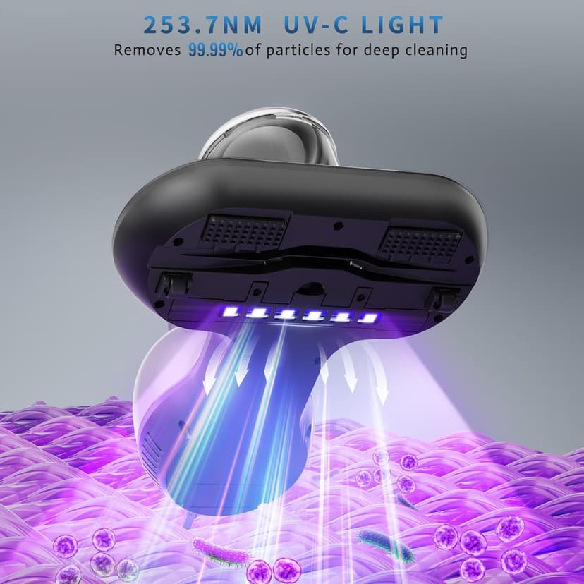 Mattress Vacuum Cleaner, Handheld UV Bed Vacuum Cleaner 16KPa & 12800 Vibrations Per/Min Upgraded Effectively Clean Up Bed, Pillows, Cloth Sofas, Carpets and Ther Fabric Surfaces