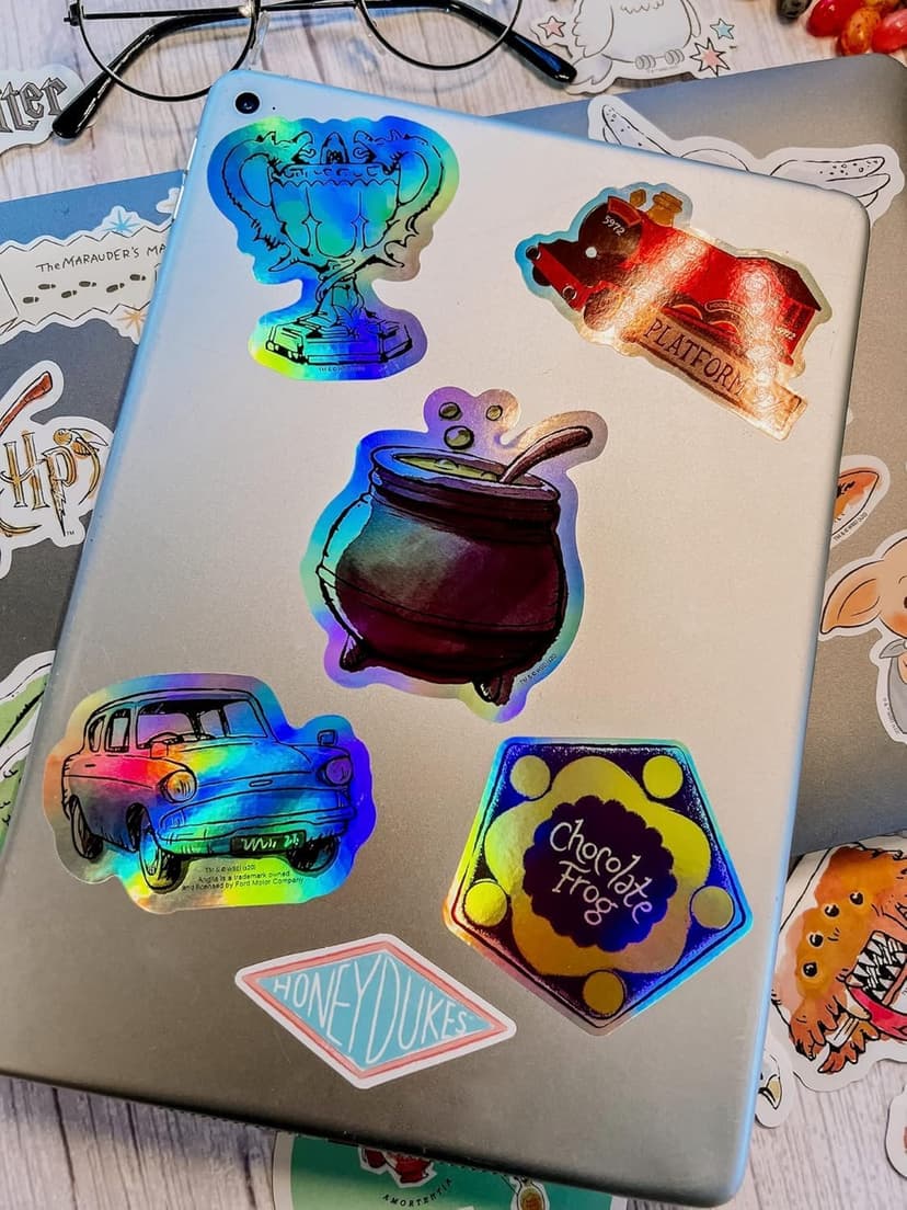 Set of Unique Sticker Decals, 5 Holograms, Waterproof, UV & Scratch Resistant, Great for Gadgets, Officially Licensed 60-Pack Conquest Harry Potter Watercolor Vinyl Stickers B08GNBGSD2