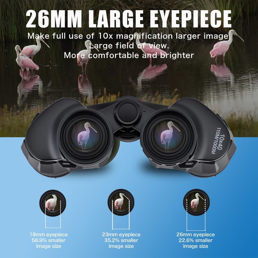 10x40 Professional HD Binoculars for Adults & Youth,Shock Proof Binocular with BAK4 FMC Lens, Large View & Waterproof Binoculars Perfect for Bird Watching,Hunting,Camping,Travel,Sports,Black