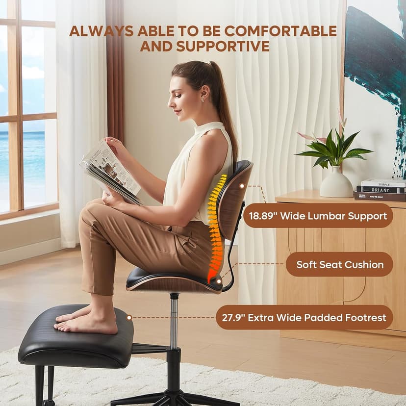 Bestier Cross Legged Office Chair with Wheels, Ergonomic Wide Meditation Chair for Adults up to 300 lbs, 360° Swivel Seat for ADHD, Strong Lumbar Support for Kneeling Meditation Black PU Leather