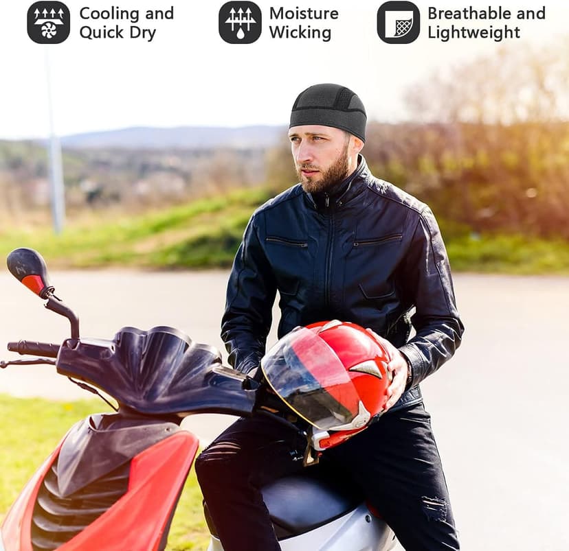 Skull Cap Helmet Liner Beanie, Cooling Mesh Cycling Running Hat for Men Women, Fits Under Helmets