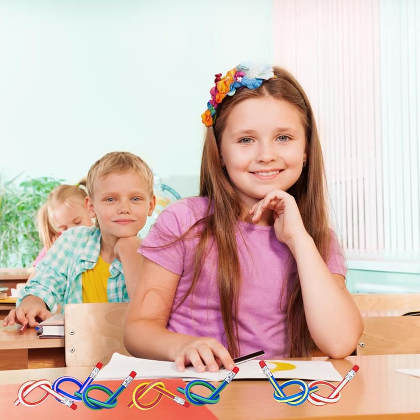 OJYUDD Flexible Bendy Pencil,35 PCS Flexible Soft Pencil Colorful Stripe Soft Pencils with Eraser as Gift for Students or Children B07GVDPM1D