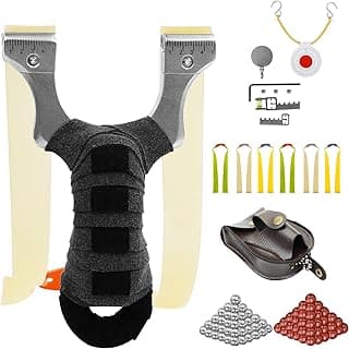 Slingshot, Hunting Slingshots for Adults,Professional Stainless Steel Sling Shot & Outdoor Shooting Practice, High Velocity Catapult with 100 Ammo Balls, 6 Bands, 2 Targets & Tactical Pouch