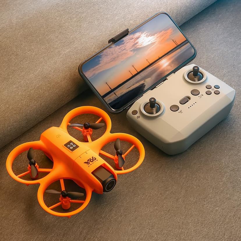 RC Small Drone with Dual Cameras, Propeller Guard, Altitude Hold, One-Key Takeoff, 3D Flips, 2 Batteries, Intelligent Obstacle Avoidance, Remote Control Helicopter Airplane, Hovering, APP Control, LED Lights, for Beginners FPV Palm Takeoff Mini Quadcopter (Orange)