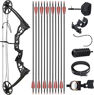 Ready to Hunt Compound Bow Package for Adults，20-70 Lbs Draw Weight, No Bow Press Needed,19”-30” Draw Length,Right Hand Archery Compound Bows Draw Weight Adjustable，Hunting Bow Kit for Beginner