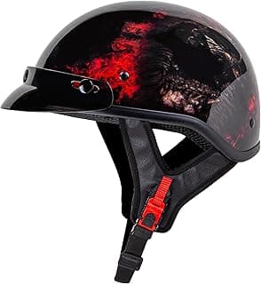 Cartman Cruiser Scooter Motorcycle Half Face Helmet, Red Skull USA Graphics, DOT Approved for Bike Scooter ATV UTV Chopper Medium