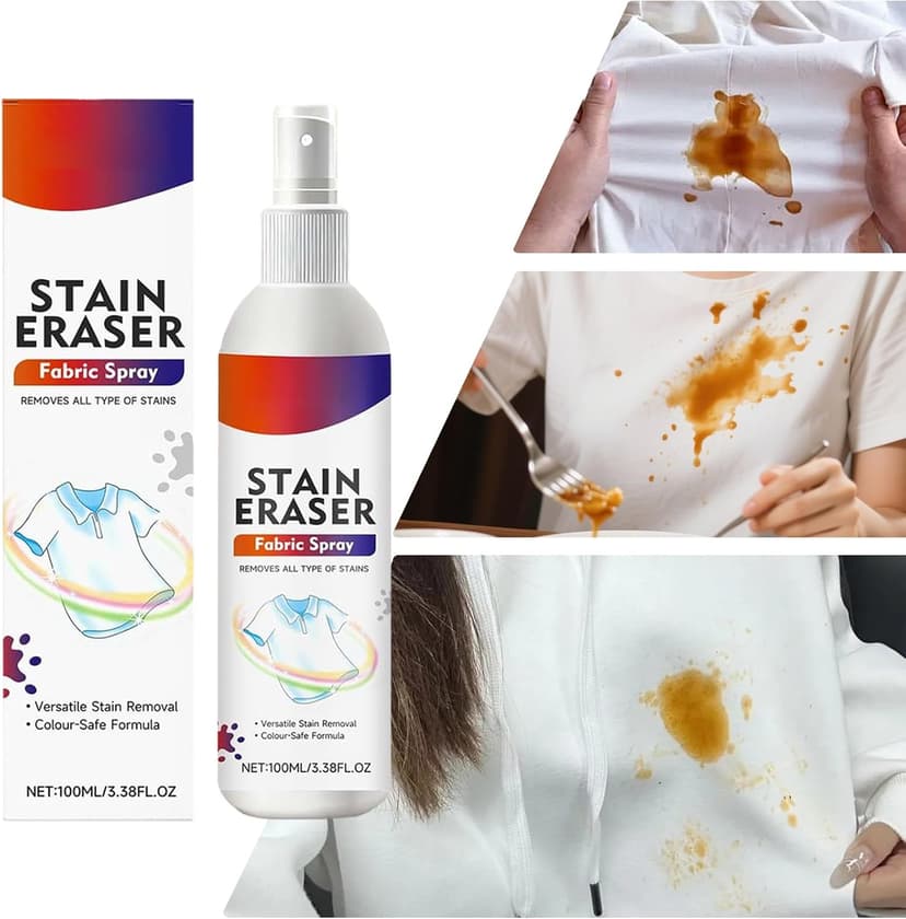 Clothing Stain Remover Spray, 120ml Clothes Cleaning Spray Shirt Stain Cleaner, for Laundry Home Shower Dormitory Travel Bathroom Carpet Couch Sweater