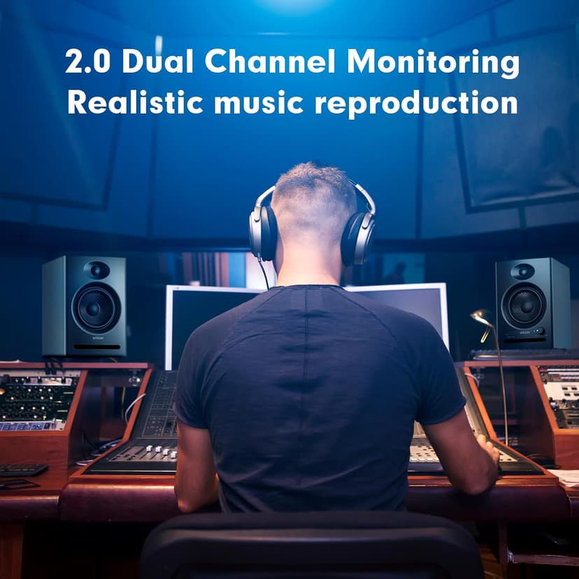 Ortizan C7 Dual-Mode 2.0 Studio Monitors, Active Monitor Speakers for Near Field Music Production, Bluetooth 5.3 Wireless Computer PC Monitor Gaming Bookshelf Speakers(Pair, Black)