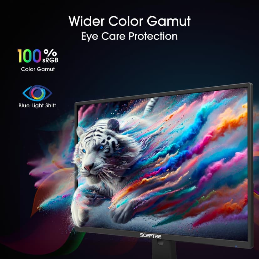 New! Sceptre 24-inch Prime Monitor 100Hz 100% sRGB HDMI x2 VGA Build-in Speakers Machine Black 2026 (E248W-19203R Series)