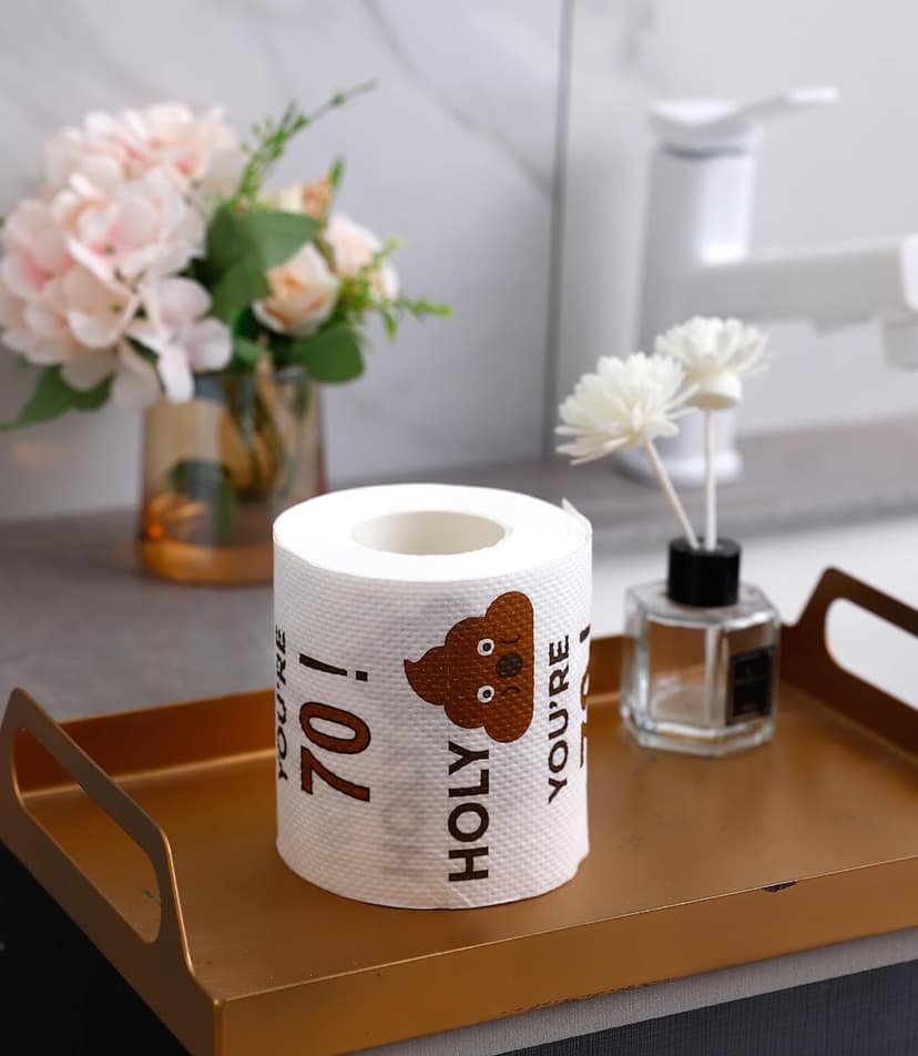 Happy Birthday Gifts for Boys Son and Girls - 3-Ply Funny Toilet Paper Roll, Birthday Toilet Paper Gag Funny Birthday Gift Novelty for Birthday Party Decorations Eighteenth Party Supplies (70th Years)