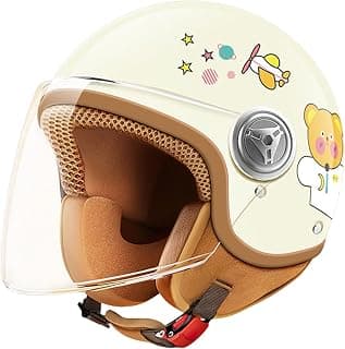 ​DOT Approved Kids 3/4 Open Face Motorcycle Helmet, Retro Vintage Lightweight Helmets, for Boys & Girls 3-15 Years Old Electric Scooter Helmet Fits Dirt Bike Moped ATV Go Kart 4 Wheeler