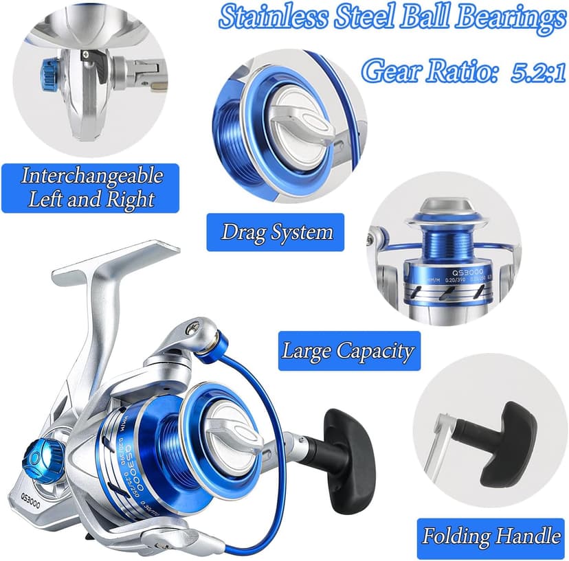 Tripquips Fishing Pole Combo, 6.9ft 2Pcs Telescopic Rods Set, Collapsible Fishing Rods, 2PCS Spinning Reel Set with Carrier Bag Freshwater Fishing Rod and Reel Combos Kits