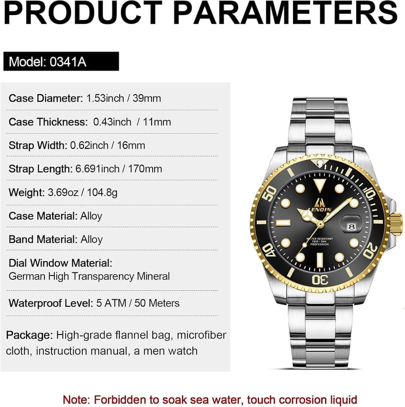 LN LENQIN Mens Watches Stainless Steel Waterproof Analog Quartz Watch for Men with Date Luminous Fashion Wristwatch