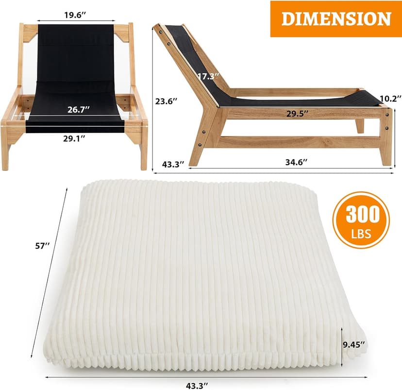 Giant Cloud Lounge Accent Chair for Reading, Big Comfy Cloud Chair with Frame for Living Room Bedroom Patio, Corduroy|Oversized|44 Inch (White)