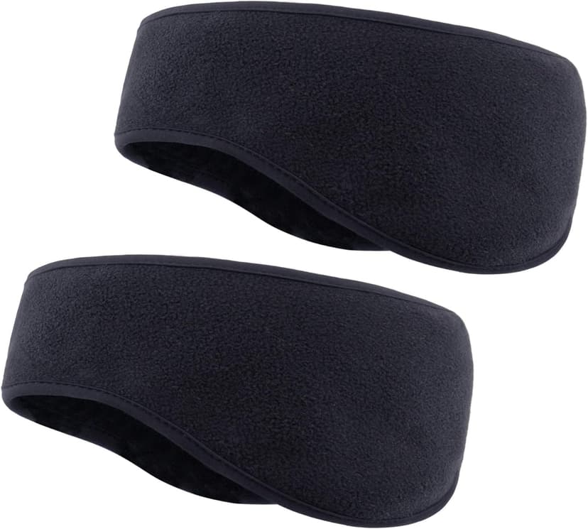 Medsuo 2 PCS Fleece Ear Warmers for Men Women, Soft Earmuffs Comfortable Winter Headband Ear Muffs Warm Ear Covers for Cold Weather Running Cycling Ski (Black)