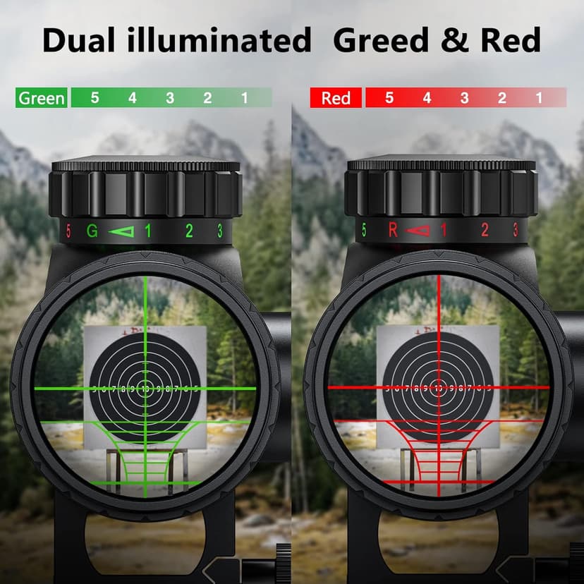 CVLIFE Rifle Scope 6-24x50 AO Red and Green Illuminated Long Range Scope for Hunting with Scope Rings