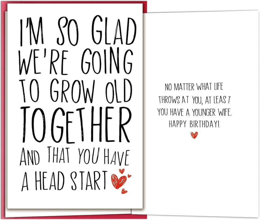 Funny Birthday Card for Husband from Wife, Grow Old Together Humor Birthday Card Gift for Older Husband, Sarcastic Happy Bday Cards for Him Men Husband Hubby B0H146F7BP