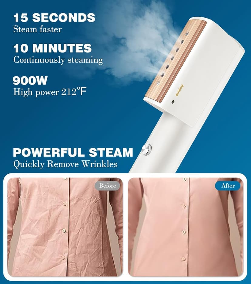 Travel Clothes Steamer Mini Iron - Portable Handheld Garment Steamer,Mini Steam Iron for Any Fabrics，Wrinkle Remover for Travel Home or Office.