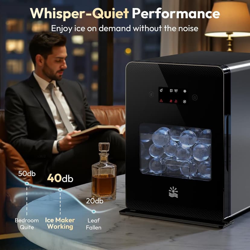 2'' Clear Ice Ball Maker – 4 Ice Spheres in 35min, 144 pcs/Day, Auto&Manual Fill, Fast Round Ice Machine with LCD Touch Panel, Self-Cleaning, Home & Bar Maker for Whiskey Bourborn Gift