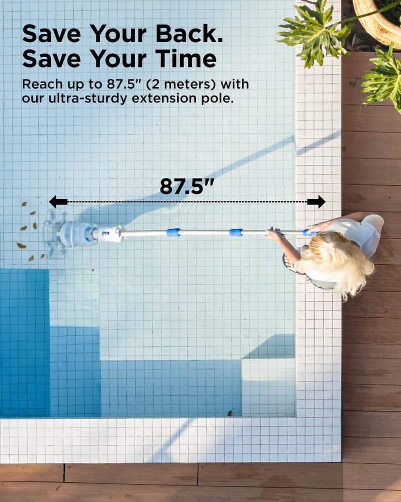 InoKraft Pool Vacuum for Above Ground Pool, Cordless Handheld Pool Vacuum for Inground Pools, Rechargeable Pool Cleaner with Powerful Suction up to 18.5 gallons/min, Ideal for Leaves, Debris, Blue