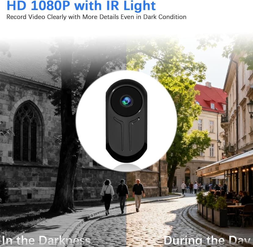 Tkiplay Mini Thumb Sports Action Camera, FHD 1080P Body Camera with Audio, Small Body Cam, Magnetic Wearable POV Vlogging Camera with Night Vision, Loop Record, Accessories