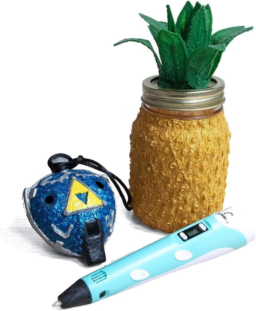 SCRIB3D P1 3D Printing Pen with Display - Includes 3D Pen, 3 Starter Colors of PLA Filament, Stencil Book + Project Guide, and Power adapter