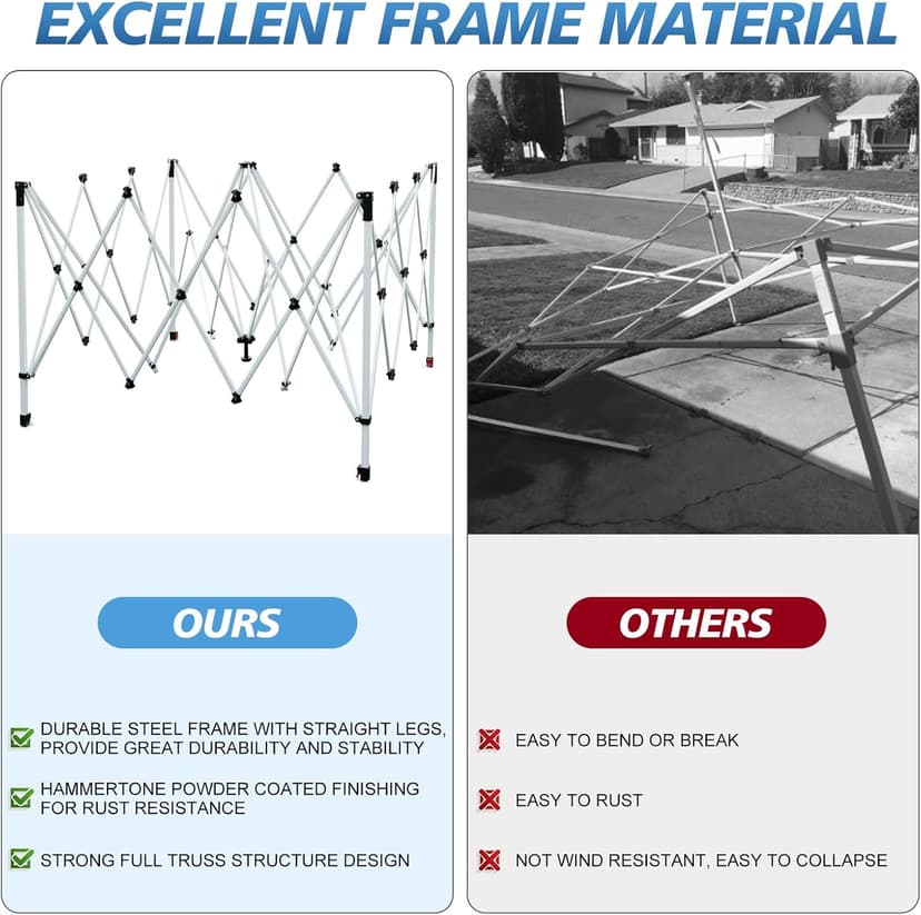 WEIZE Pop up Canopy Tent 10x10ft, 1-Button Push Setup, Instant Portable Shelter, Adjustable Height, Portable Roller Bag, 4 Weight Bags, Guy Ropes & Stakes Included, White