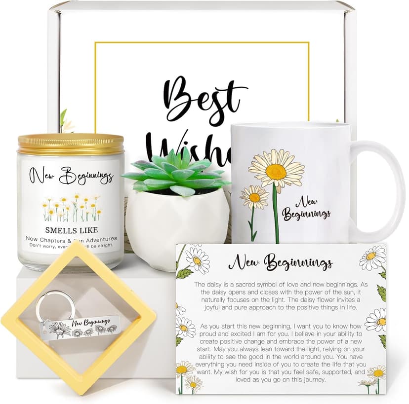 New Beginnings Box Gifts for Women, Farewell Gifts For Coworkers, Self, New Job Going Away Break Up Divorce Goodbye Good Luck Gift Basket, Self Care Gifts for Women Her Best Friends Sister Mom