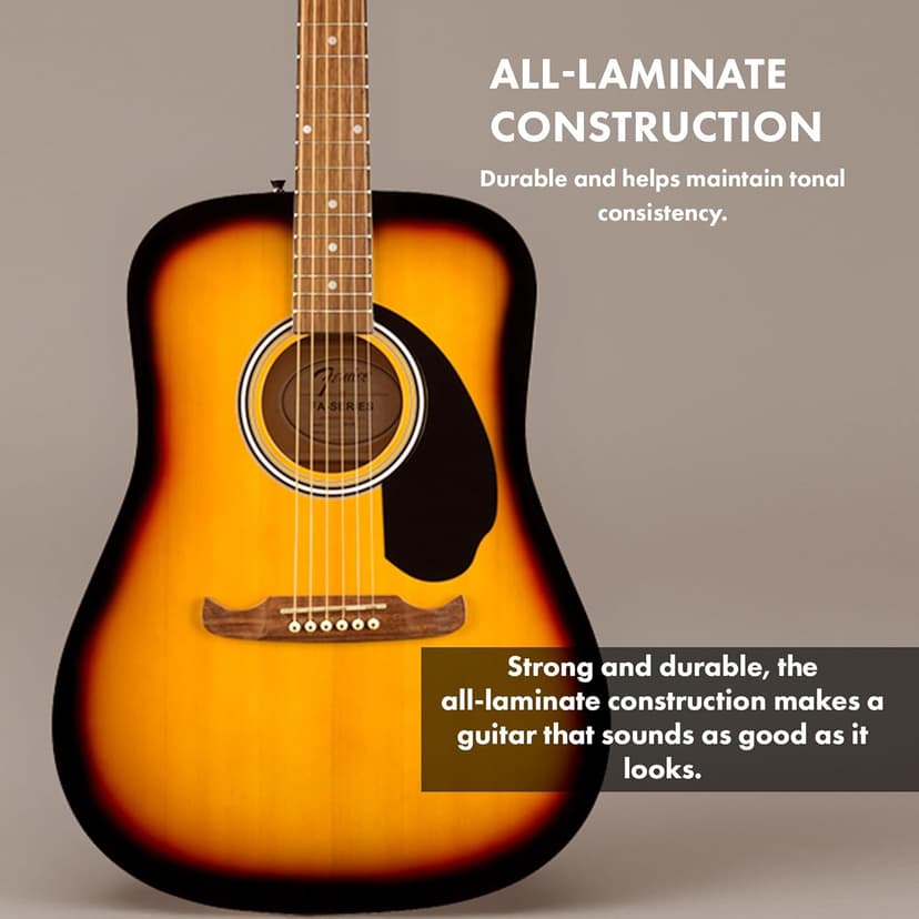 Fender FA-125 Acoustic Guitar - Sunburst Bundle with Gig Bag, Tuner, Strings, Strap, Picks, and Austin Bazaar Instructional DVD