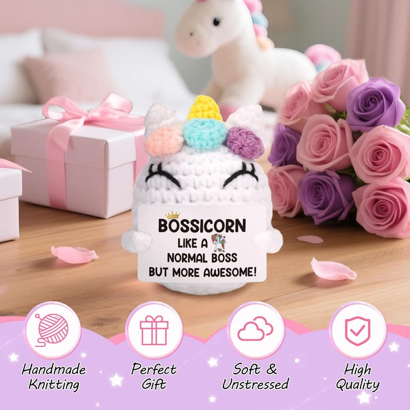 Christmas Boss Gifts for Boss Lady Women, Bossicorn Xmas Stocking Stuffers White Elephant Birthday Unicorn Office Gift for Boss Female Appreciation Thank You Present for Supervisor Manager Leader