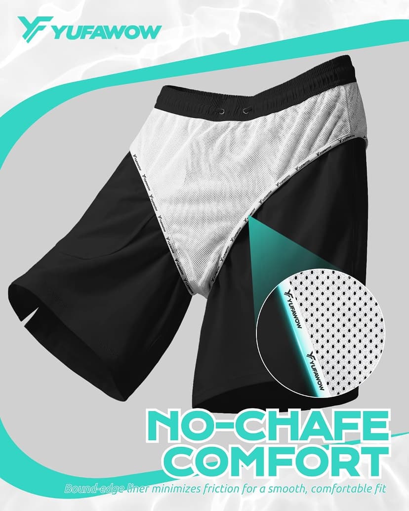Yufawow 9 Inch Men Swim Trunks with Mesh Lining Quick Dry Breathable Pockets for Summer Beach Cruise Water Park Gym Running B0GSVD8XCG
