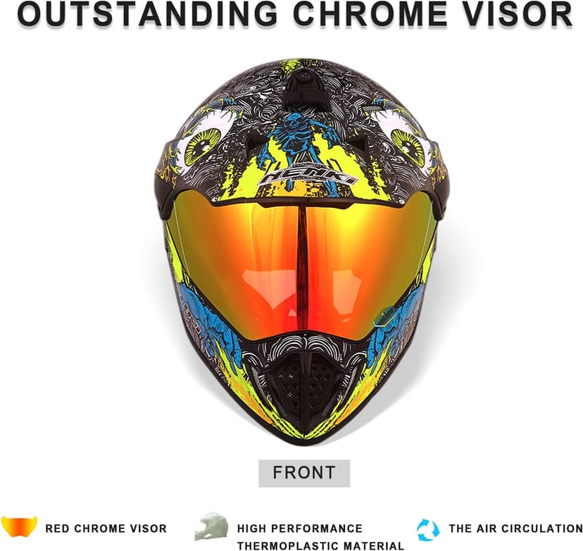 Dirt Bike Helmets ATV MX Motocross Four Wheeler Helmets for Adults Dual Sport Off Road Motorcycle Helmets for Men Women Full Face Helmet Dot Approved Color Red Shield