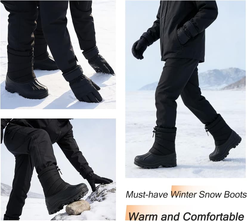 TRAILBLITZ Men's Winter Snow Boots Waterproof Warm Lightweight Non Slip Fur Lined for Outdoor Comfortable Casual Cold Weather