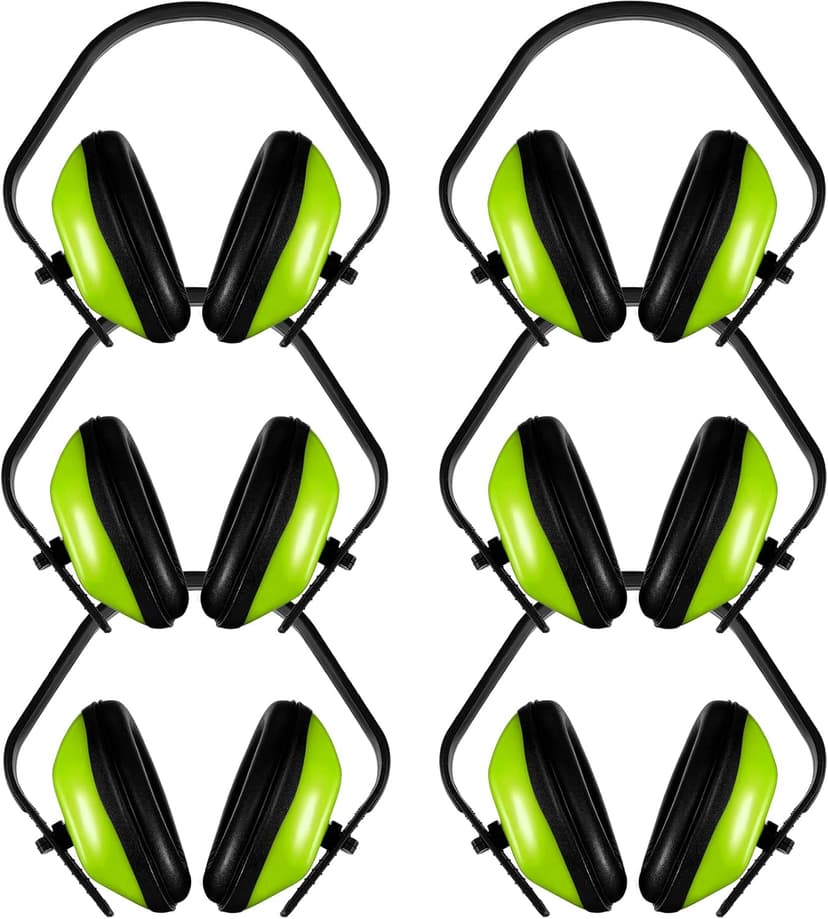 Maitys 6 Pcs Soundproof Earmuffs Hearing Protection Headphones Adjustable Padded Defender Noise Reduction Earplug for Kids (Green)