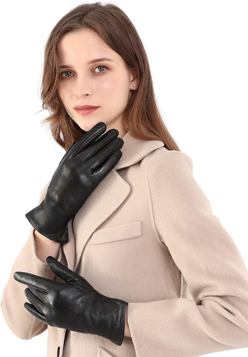 Vislivin Full-Hand Womens Touch screen Gloves Genuine Leather Gloves Warm Winter Texting Driving Glove