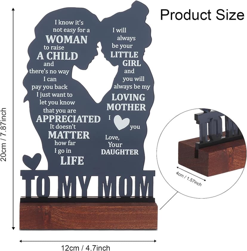 Gifts for Mom from Daughter - Sentimental Mother's Day Birthday Gifts for Mom, Meaningful Mom Keepsake Plaque, Mother Daughter Gifts "To My Mom" Christmas Valentines Day Easter Presents