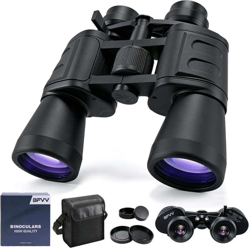 10-180x100 Zoom Binoculars for Adults, Day/Low Light Night Vision High Powered Binoculars with BAK4 & FMC Lens, Waterproof Fogproof for Hunting Birdwatching Travel Sports Concerts Gift for Men