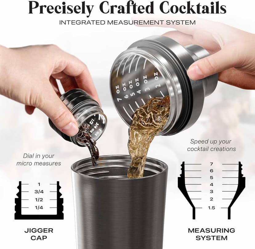BARE BARREL 27oz Martini Shaker | Built-in Drink Measure System & Strainer, TravelBag, Recipes | Home Bar Bartending Gift Set Insulated Cocktail Shaker | Vacuum Double Wall Stainless Steel (Slate Gray) B0GJG62Q5S