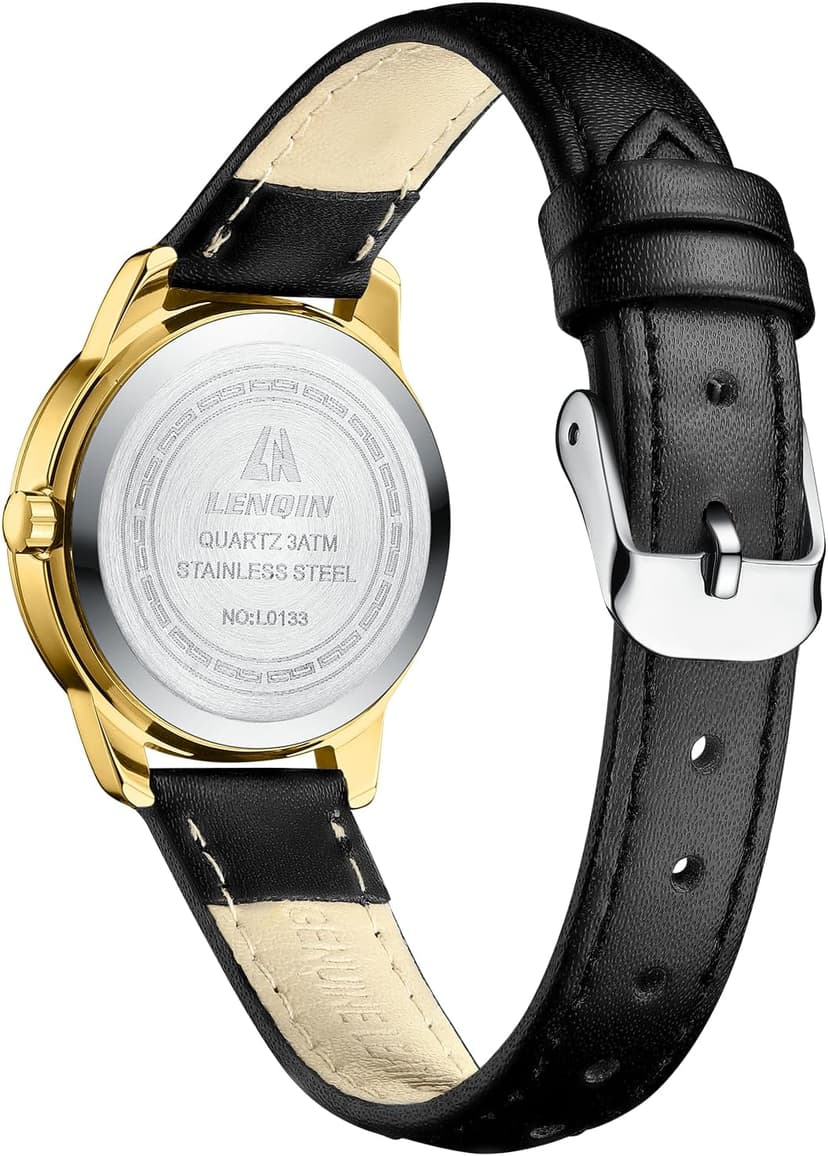 LN LENQIN Womens Watch Analog Quartz Waterproof Ladies Watches for Women Easy Read Women's Wrist Watches with Leather Strap Luminous Dial
