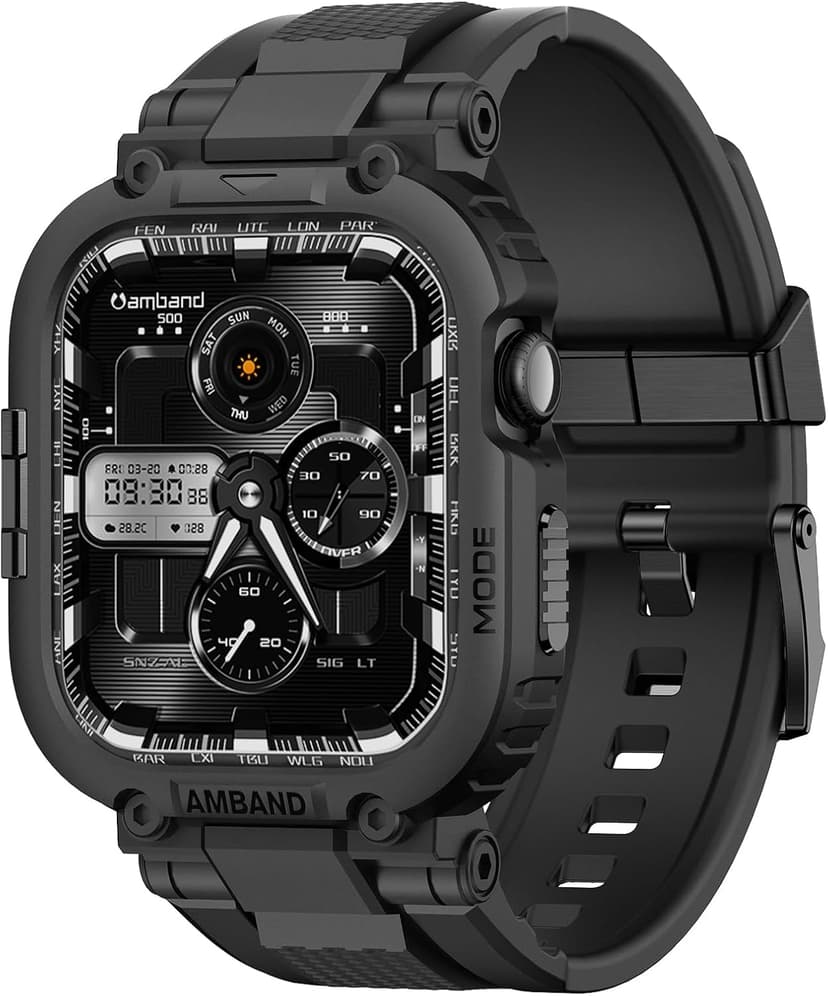 amBand M1 Sport Case Band for Apple Watch Ultra 3/2/1 & SE 3/2/1 & Series 11 10 9 8 7 6 5 4 3 49mm 46mm 45mm 44mm 42mm 41mm 40mm 38mm, Shockproof & Scratch Resistant Rugged Bumper for Men