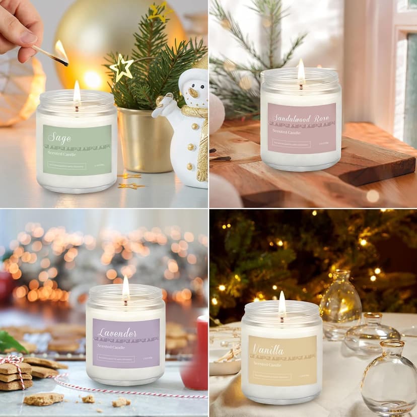 Lavender, Jasmine, Vanilla, Sage, Sandalwood Rose & Eucalyptus Mint. 42 oz 300 Hour Burn for Home, Baths, Yoga & Self-Care Scented Candles Gift Set for Women, 6-Pack Aromatherapy Candles for Home B0CHYWN5W6