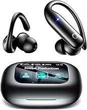 LEEMC Wireless Earbuds, Bluetooth Headphones 6.0, Ear Buds with Touch Screen, ANC ENC Noise Cancelling, 40H Bass Stereo Sound Over-Ear Earphones for iOS, Android, Sports, Workout, JetBlack