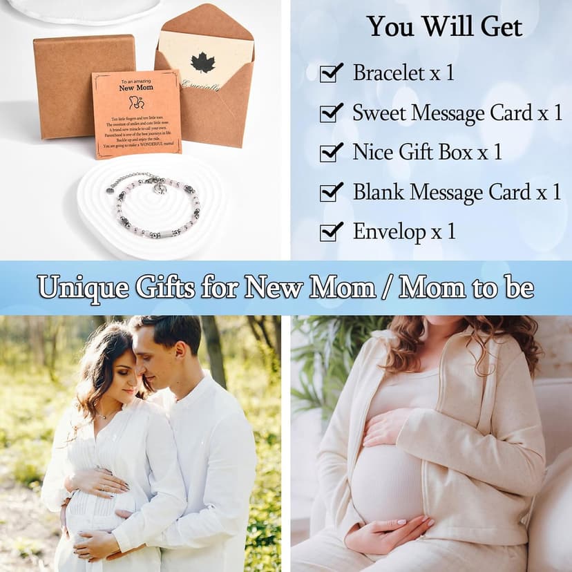 New Mom Gifts for Women, 1st Time Mothers Day Mom Mommy To Be Gifts for Women After Birth, Pregnancy Jewelry Gifts Bracelet for Mama B0D112KB4T
