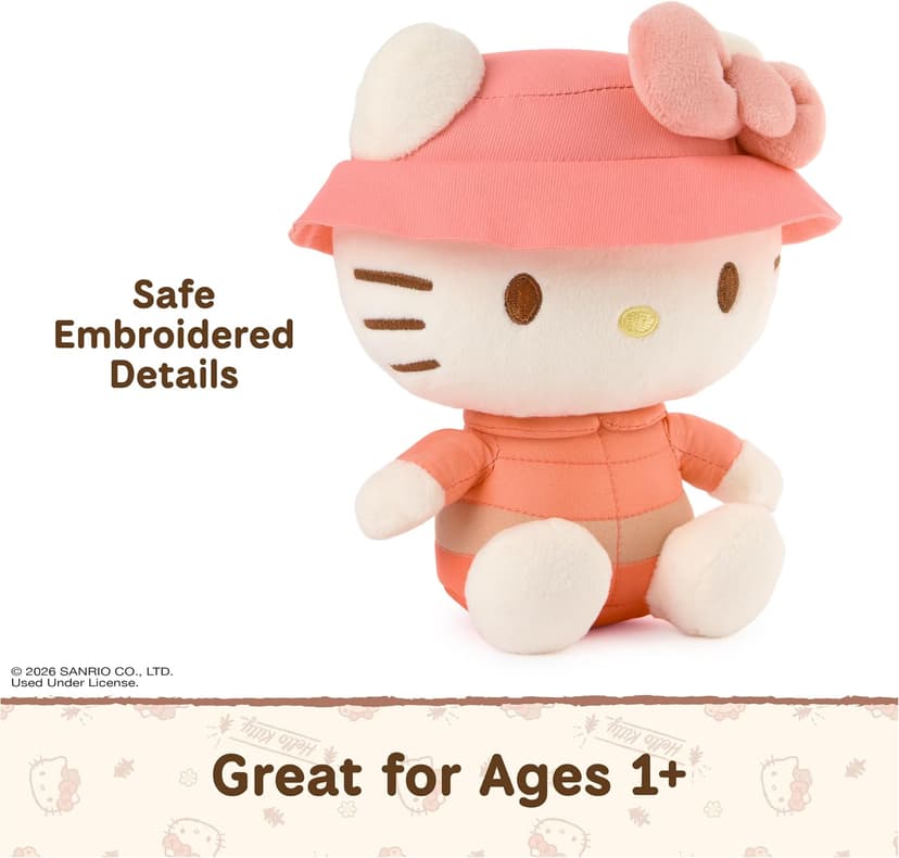 Promotes Exciting Character Roleplay, Early Sensory Discovery, and Creative Pop Culture Storytelling; Soft, Collectible Plush GUND Sanrio Hello Kitty 6-Inch Plush Toy with Camping Outfit for Ages 1+ B0FKTPX44P