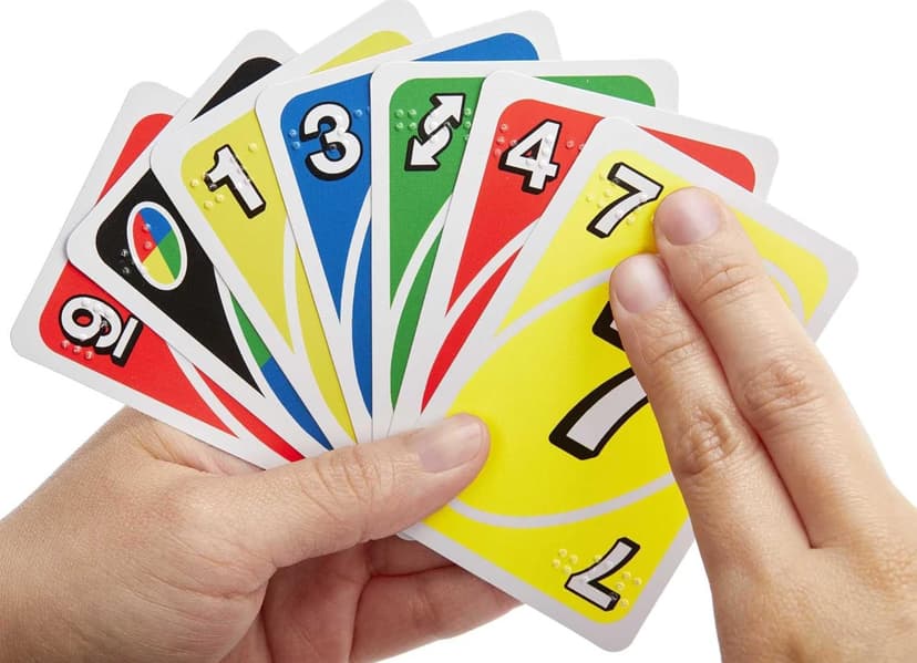 Mattel Games UNO Braille Card Game with Cards Specially Designed for Blind & Low-Vision Players for Kids, Adults, Family Nights & Parties