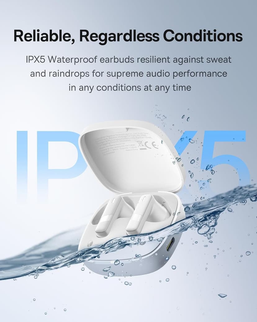 Baseus E20 True Wireless Earbuds, 12mm Drivers with Powerful Bass, 33H Long Playtime, IPX5 Water-Resistant, 2 ENC Mics for Clear Calls, Bluetooth 5.3 Headphones in-Ear Ear Buds