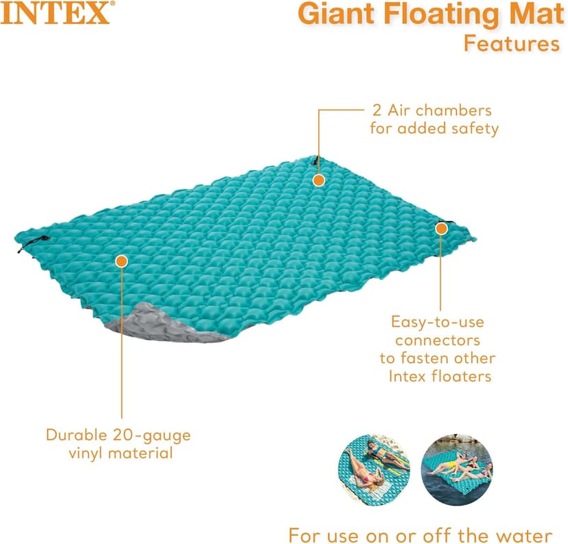 Intex Giant Inflatable Floating Water Mat Relaxing Platform Pad for Pools and Lakes.
