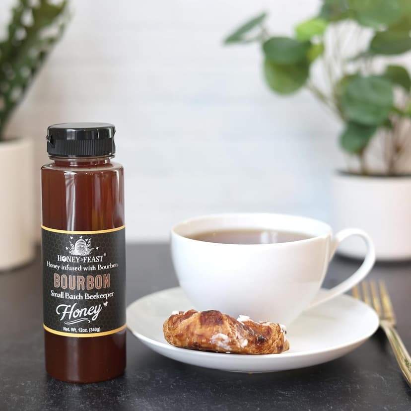 HONEY FEAST Bourbon-Infused Sweetener 12 oz | Artisanal Small-Batch Raw Blend | Ideal for Bourbon Enthusiasts & Gourmets B086RMJKQ9