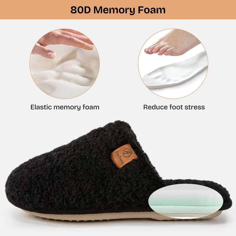 EverFoams Women's Fuzzy Slip-on Slippers Warm Cozy Soft Lightweight Memory Foam Indoor House Shoes