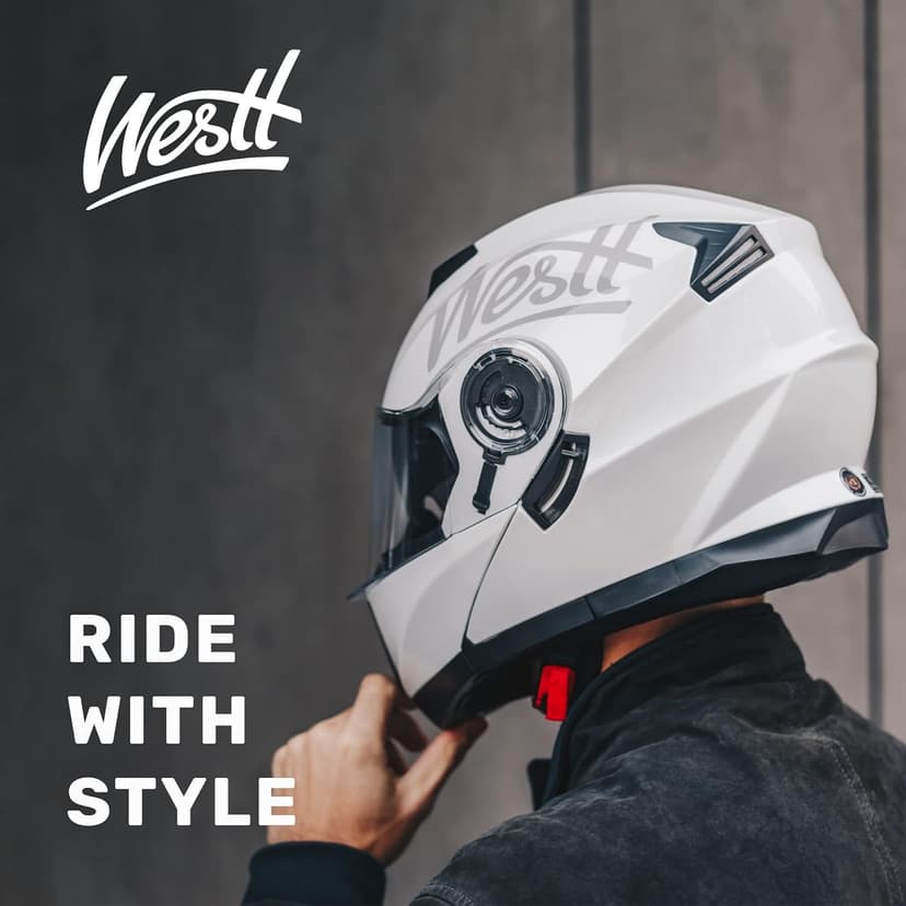 Westt Modular Motorcycle Helmet - DOT Approved - Full Face Flip Up, Internal Sun Visor for Men Women (Street Bike, ATV, Snowmobile)